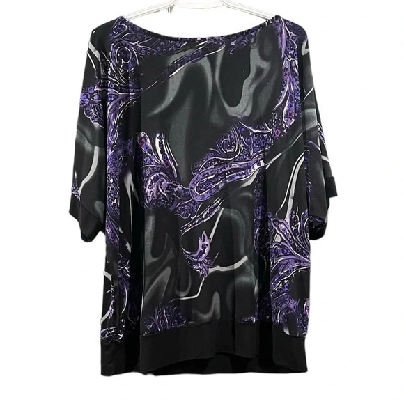 Sparkle Purple and Black top. Size 1X - Picture 2 of 5